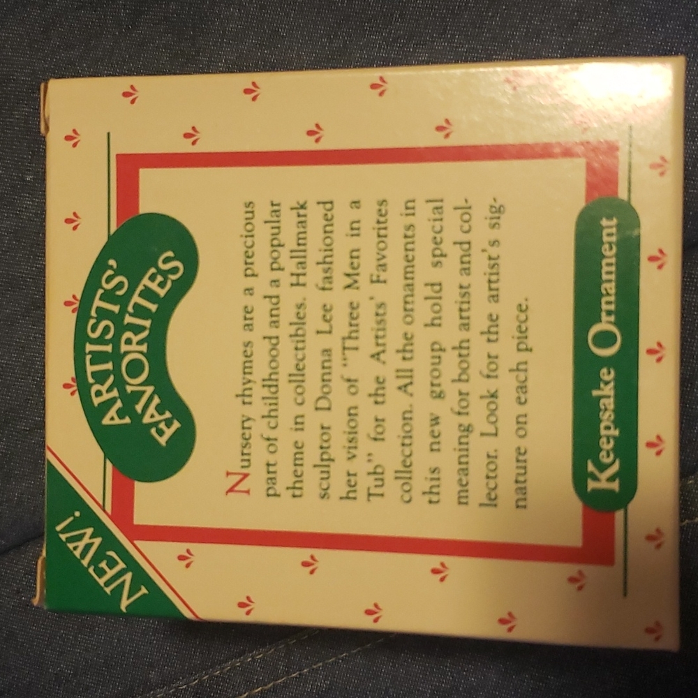 Hallmark NWT THREE MEN IN A TUB 1987 Holiday Christmas Ornament - Picture 2 of 3